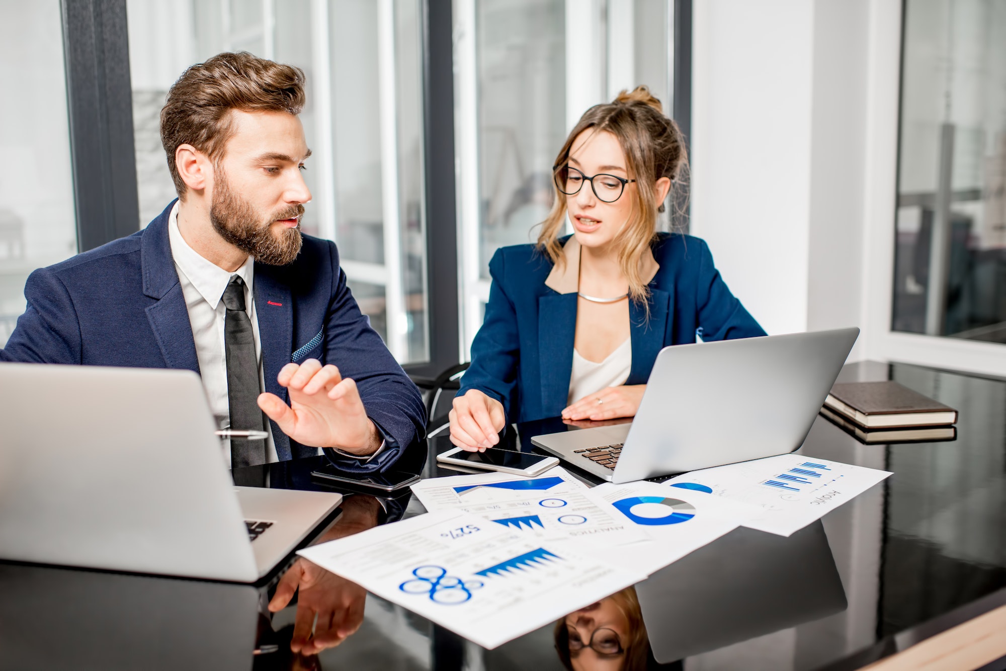 Analytic managers team working at the office